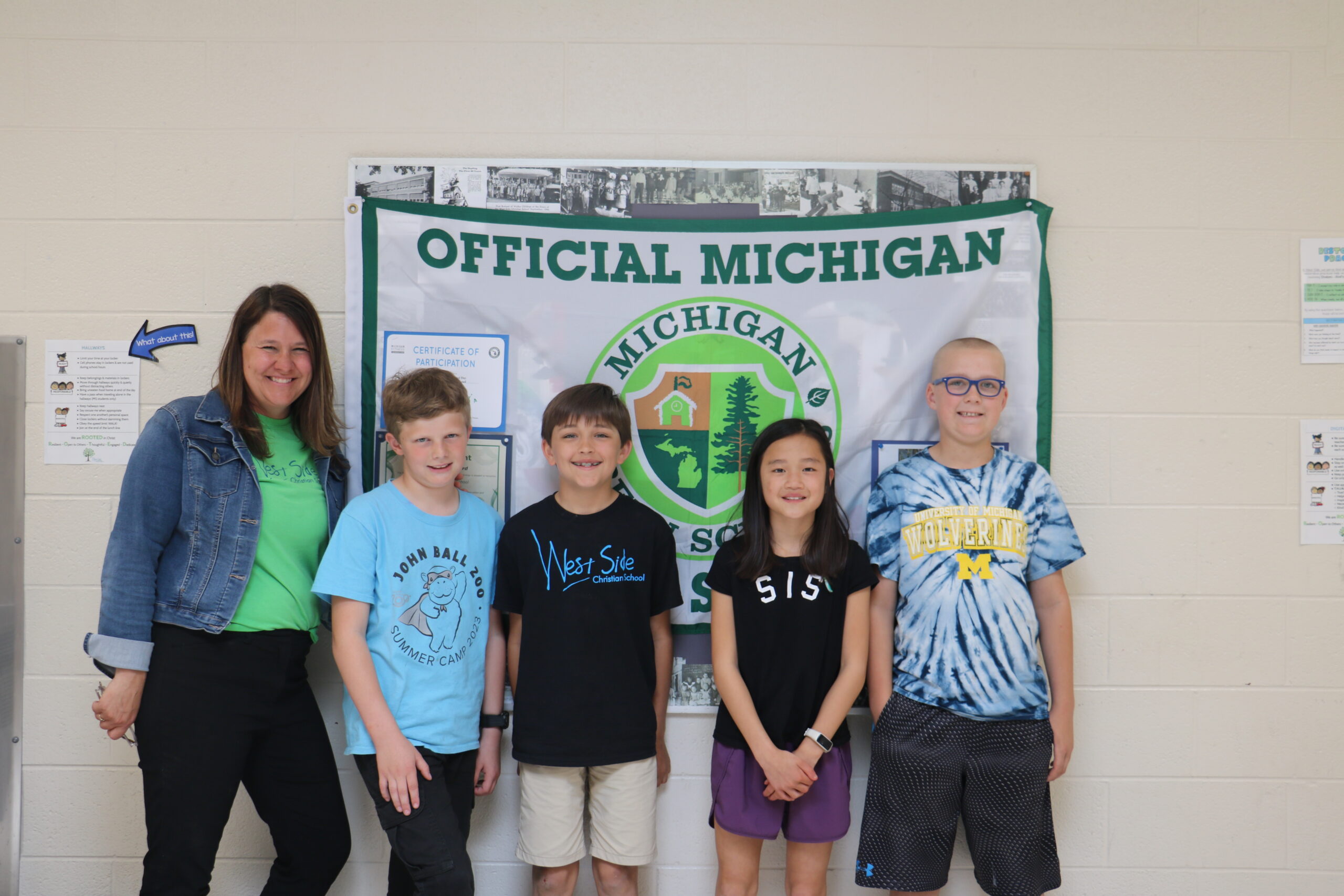 Janet Staal and students from West Side Christian School in Grand Rapids, Michigan