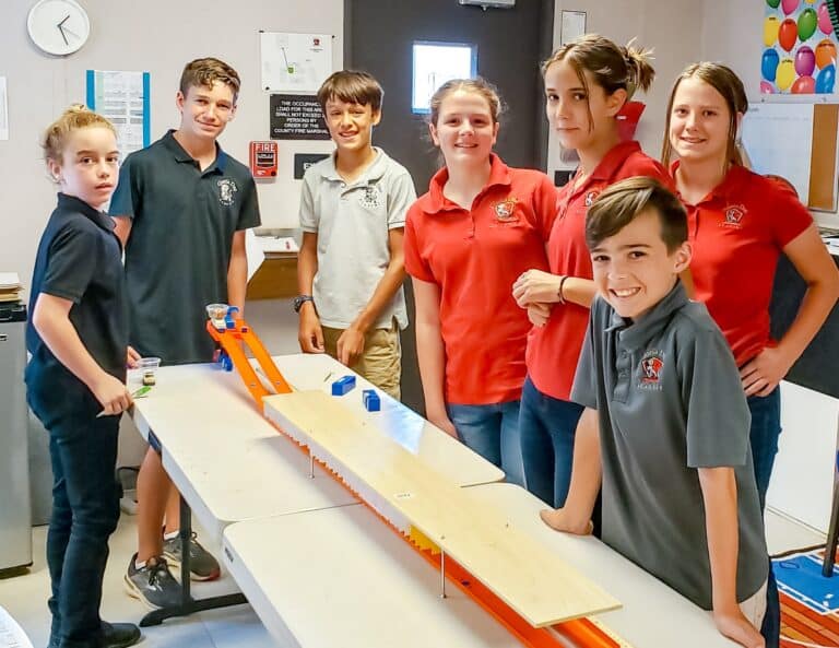 Photo of Gloria Deo Academy students in woodshop class