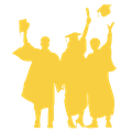Yellow graphic of graduates